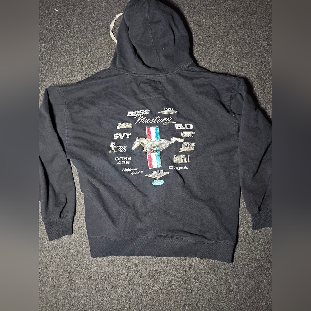 Officially Licensed Ford Mustang Logo Embroidered Black Hoodie Size XL